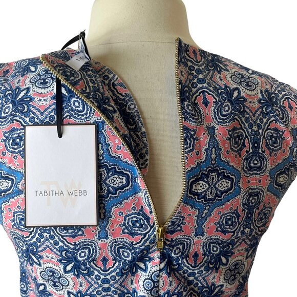 Tabitha Webb Sheath Shift Dress Womens Size 2 Blue Pink Sleeveless Pockets - Picture 5 of 10